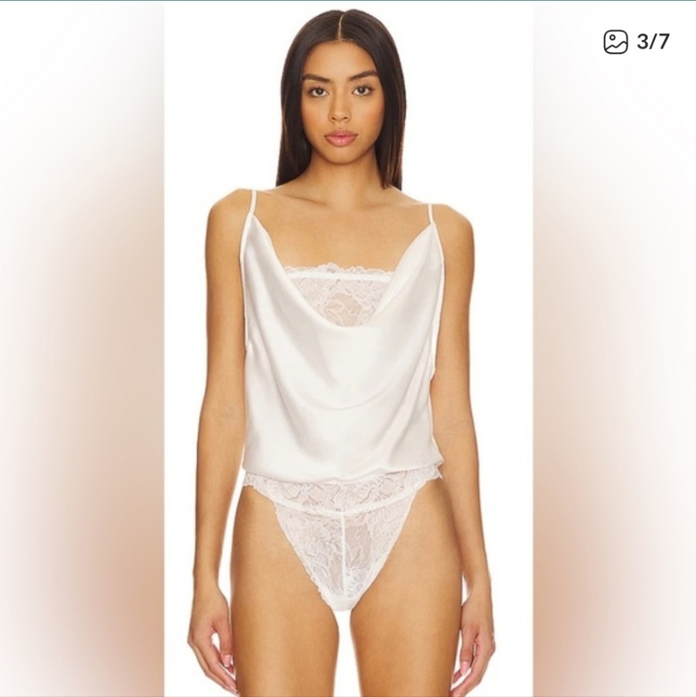 NWT Free People Double Date Bodysuit In Ivory Combo - Picture 2 of 8